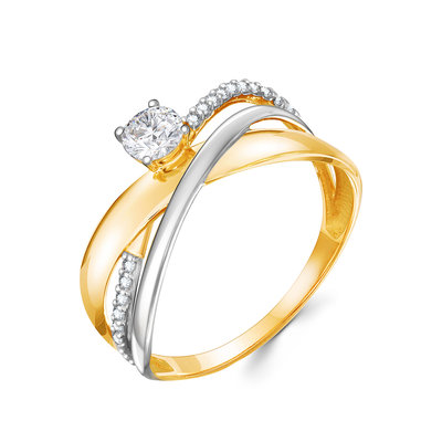 Кольцо из красного золота с фианитами