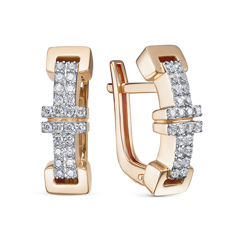 Серьги из красного золота с фианитами