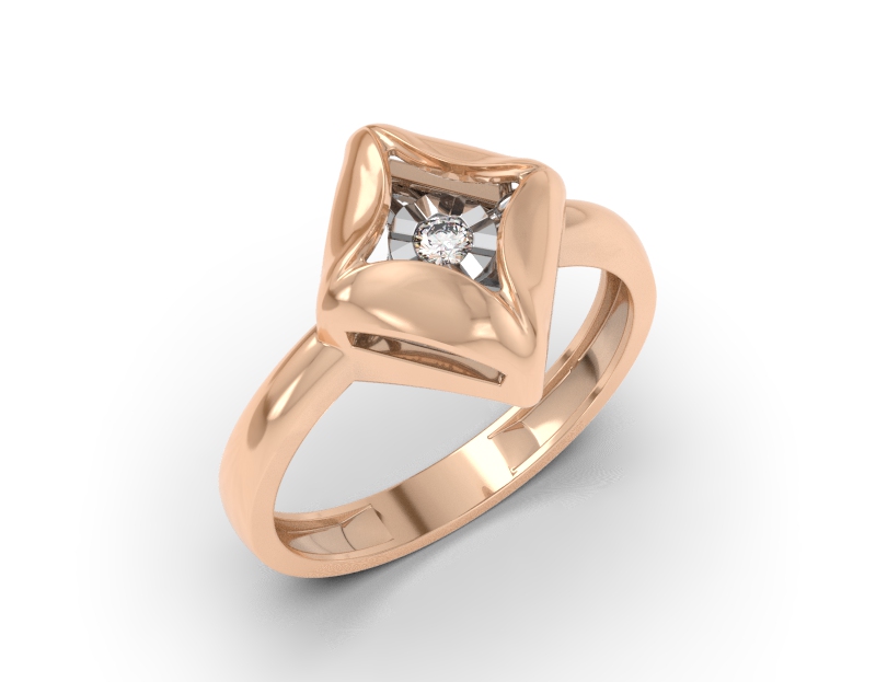 Кольцо из красного золота с танцующим бриллиантом