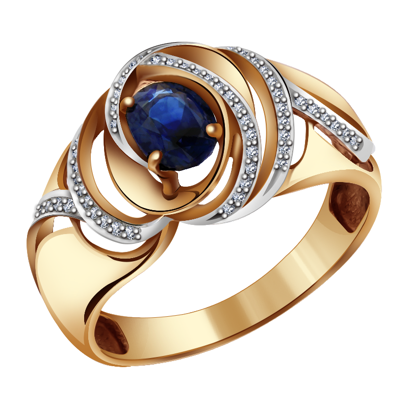 Кольцо из золота с сапфиром и бриллиантами