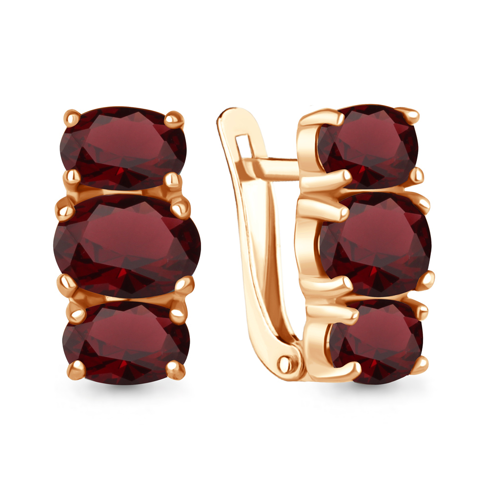Серьги из красного золота с гранатами
