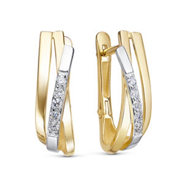 Серьги из желтого золота с бриллиантами