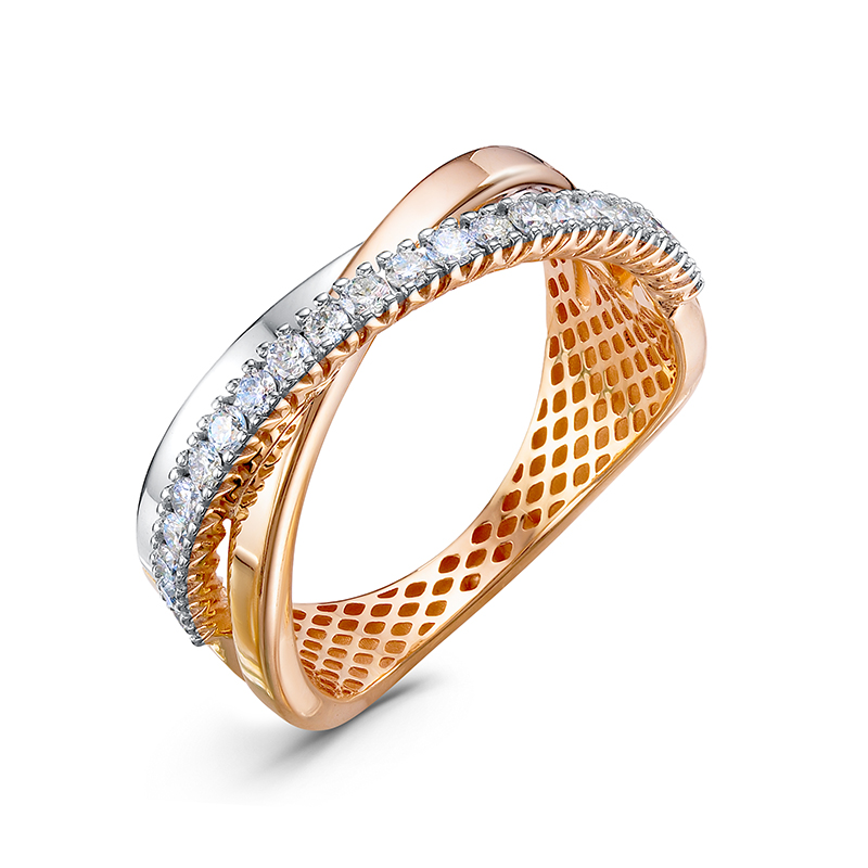 Кольцо из красного золота с бриллиантами