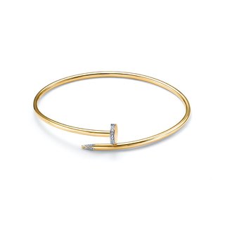 Браслет из желтого золота с фианитами «Гвоздь»