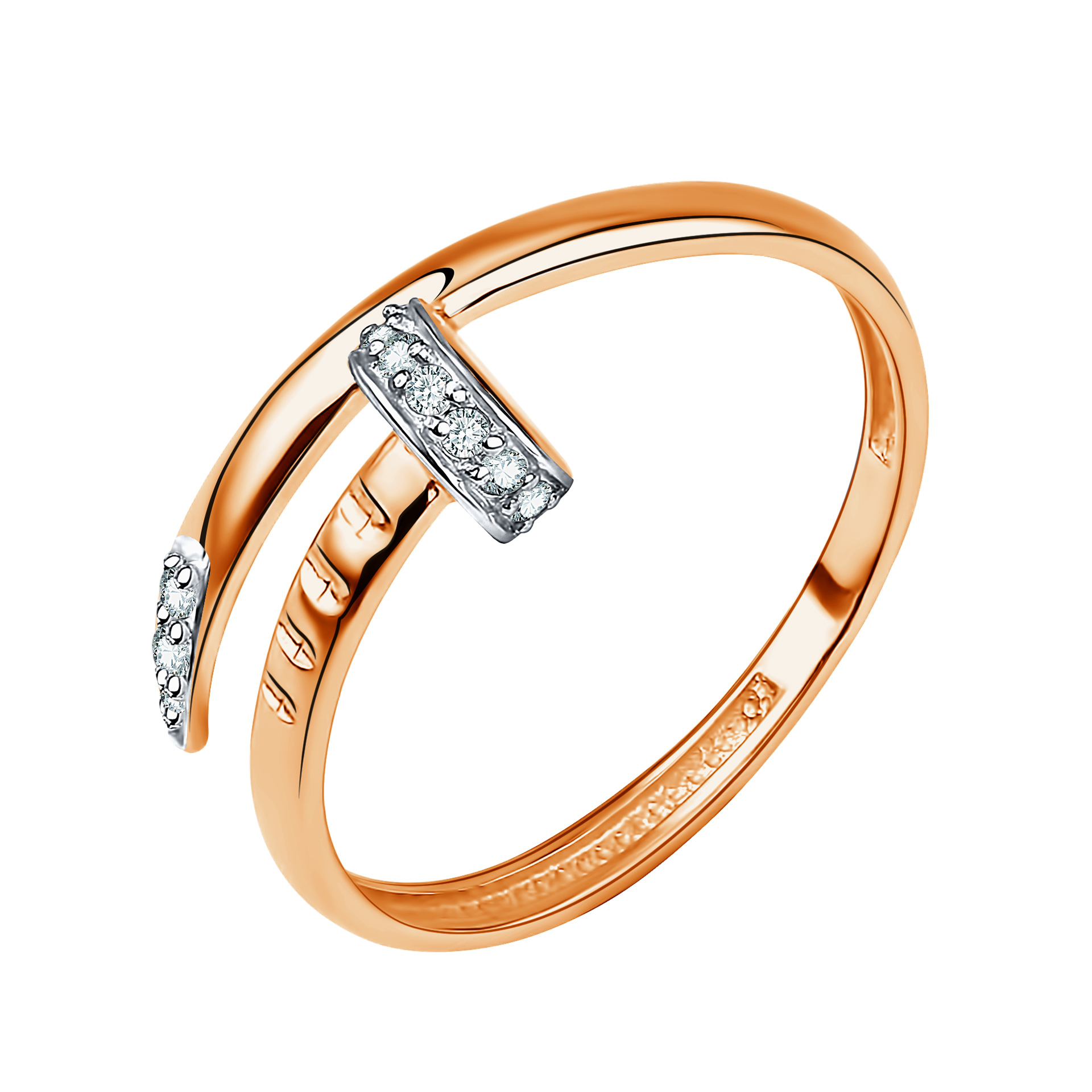 Кольцо из красного золота с бриллиантами «Гвоздь»