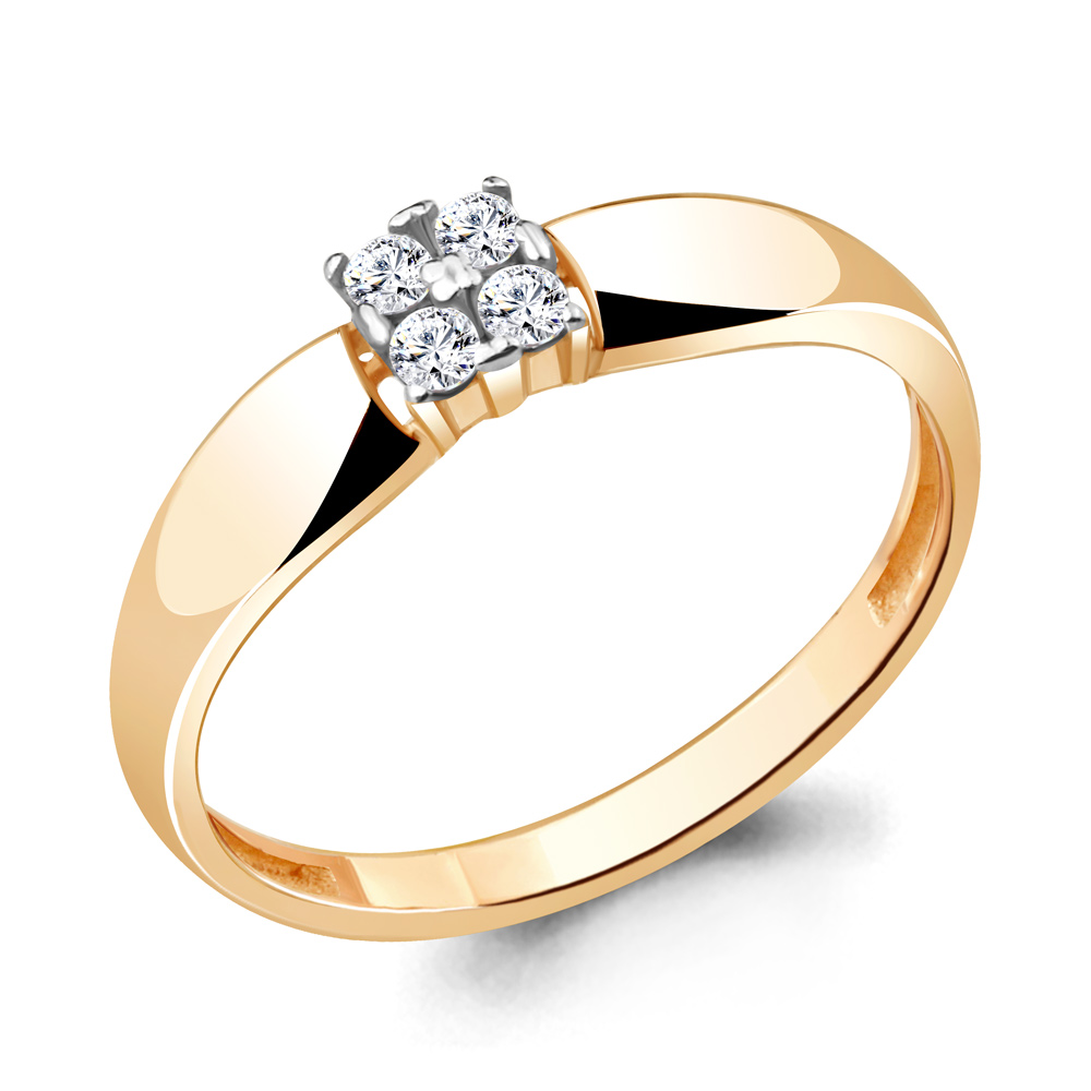 Кольцо из красного золота с фианитами