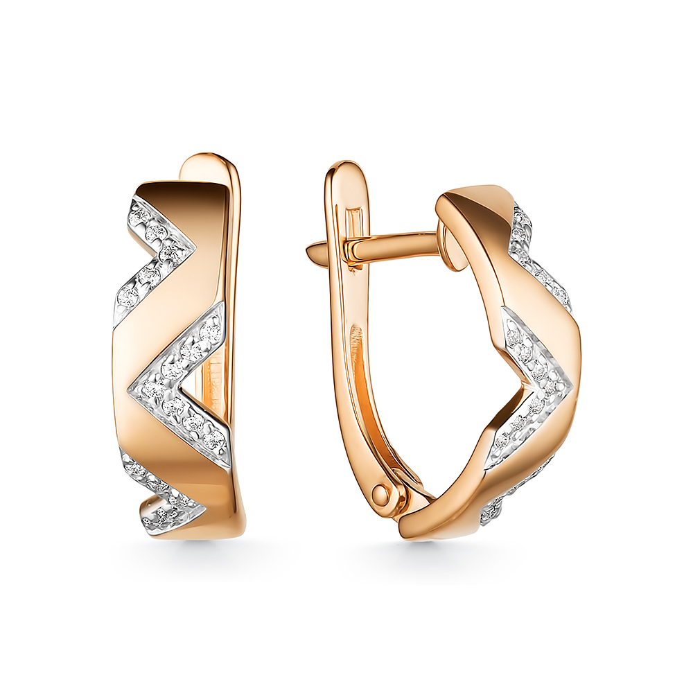 Серьги из красного золота с фианитами