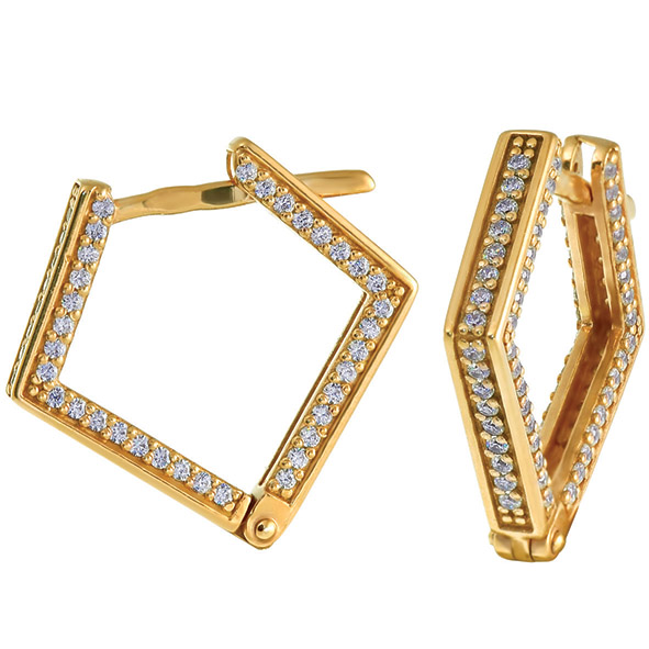 Серьги из красного золота с фианитами