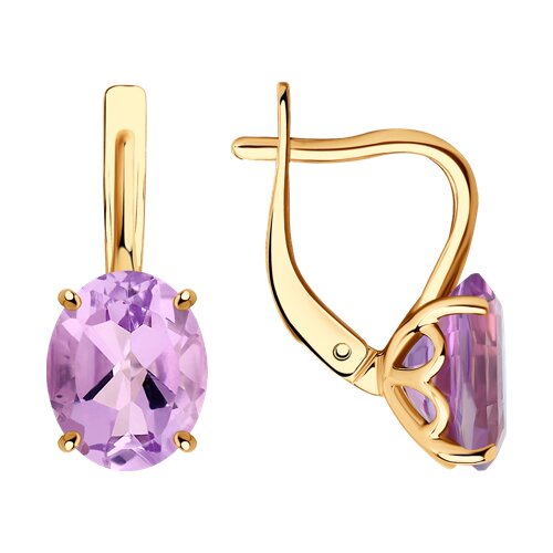 Серьги из красного золота с аметистами