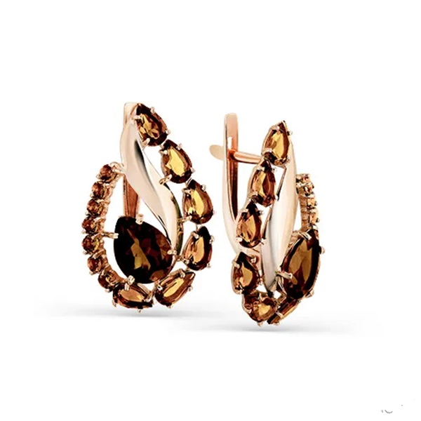 Серьги из красного золота с султанитами