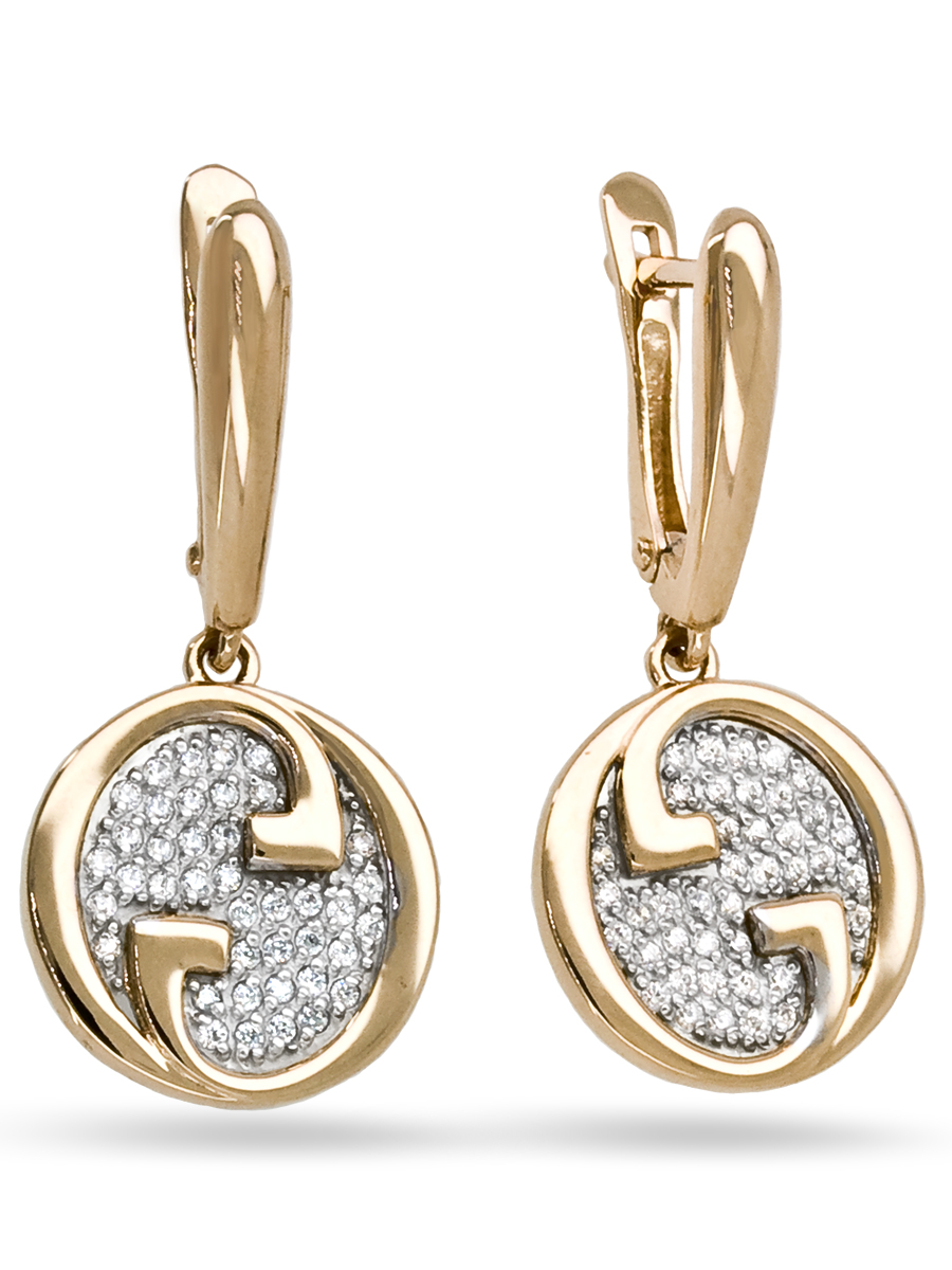 Серьги из красного золота с фианитами