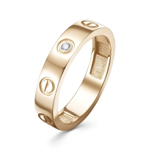 Кольцо из красного золота с бриллиантом