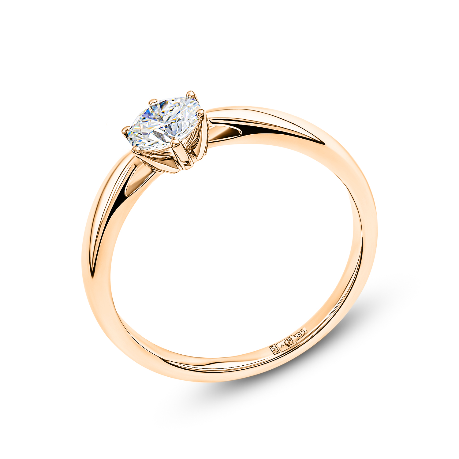 Кольцо из красного золота с бриллиантом