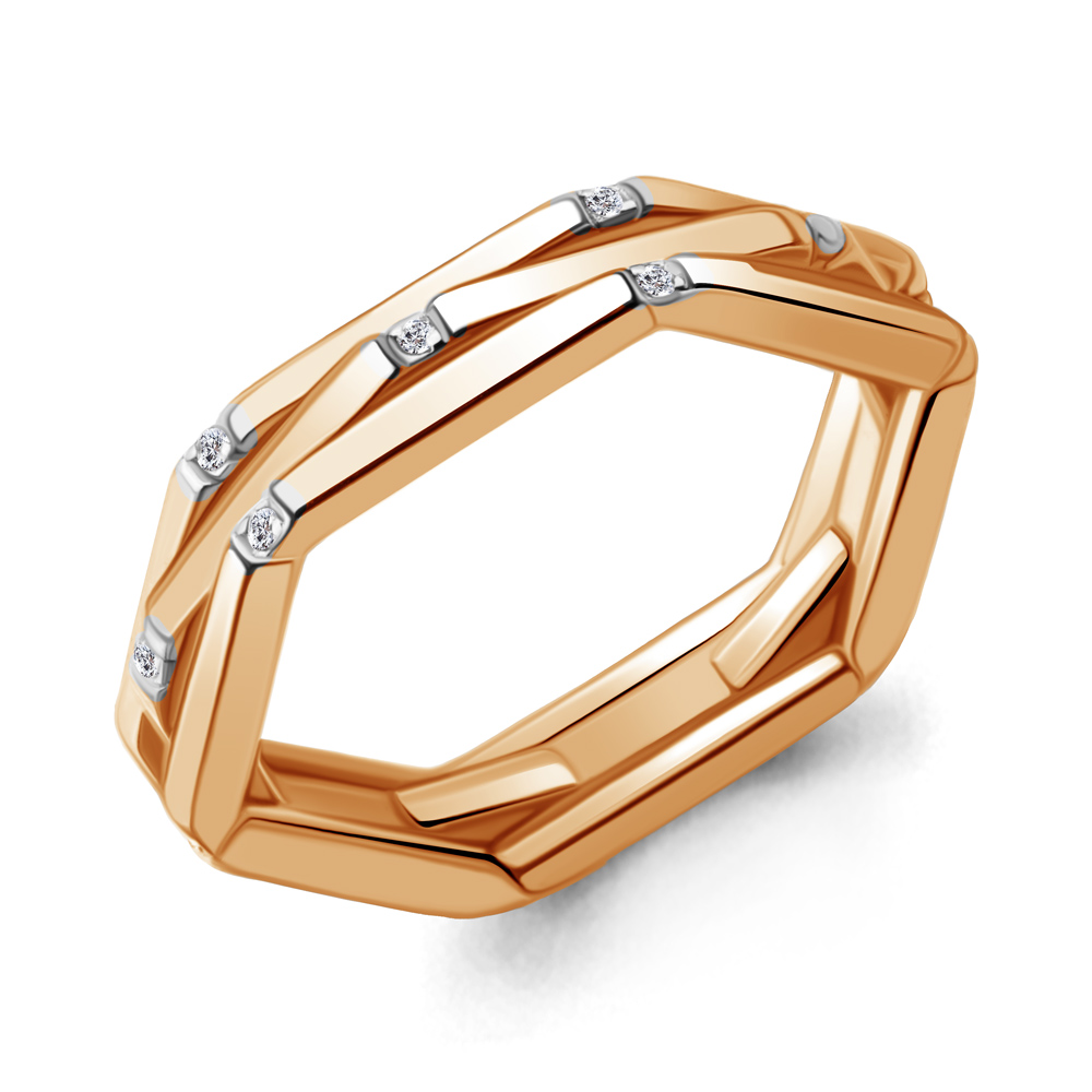 Кольцо из позолоченного серебра с бриллиантами