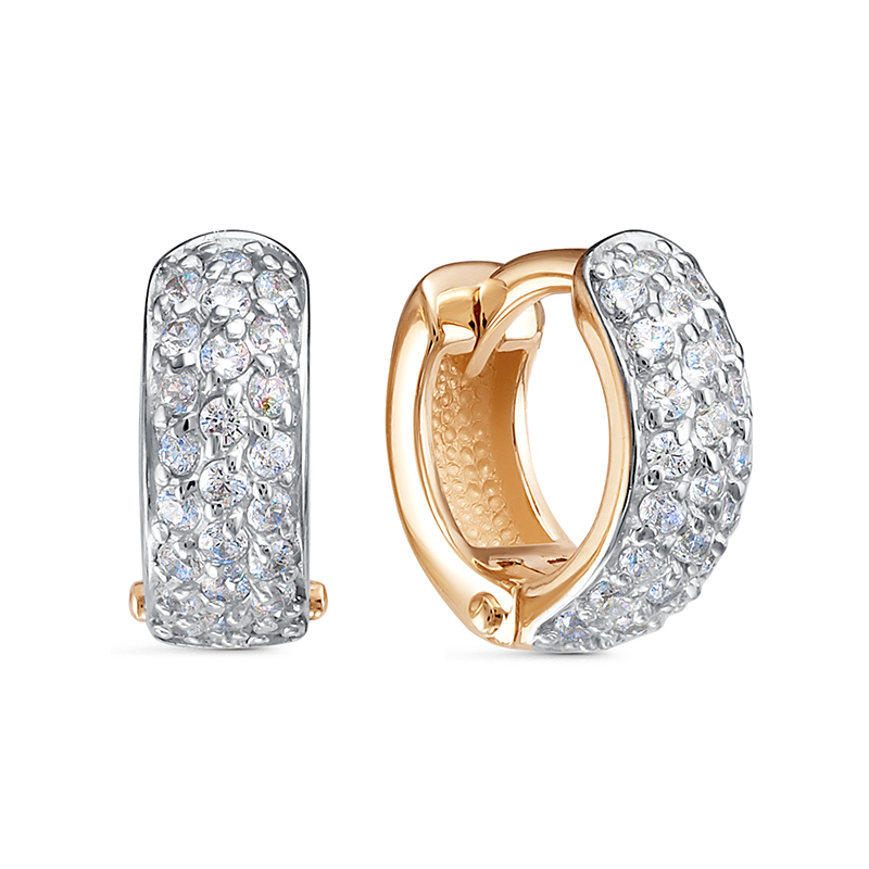 Серьги из красного золота 585 пробы с фианитами