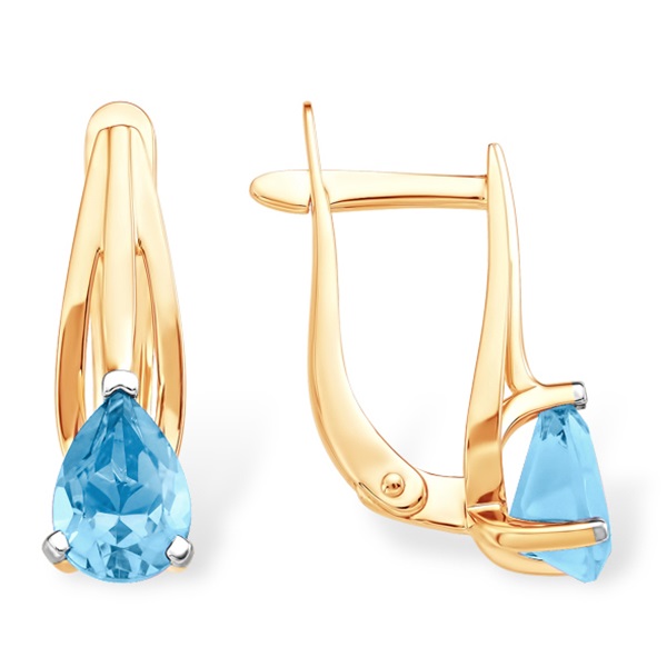 Серьги из красного золота с топазами