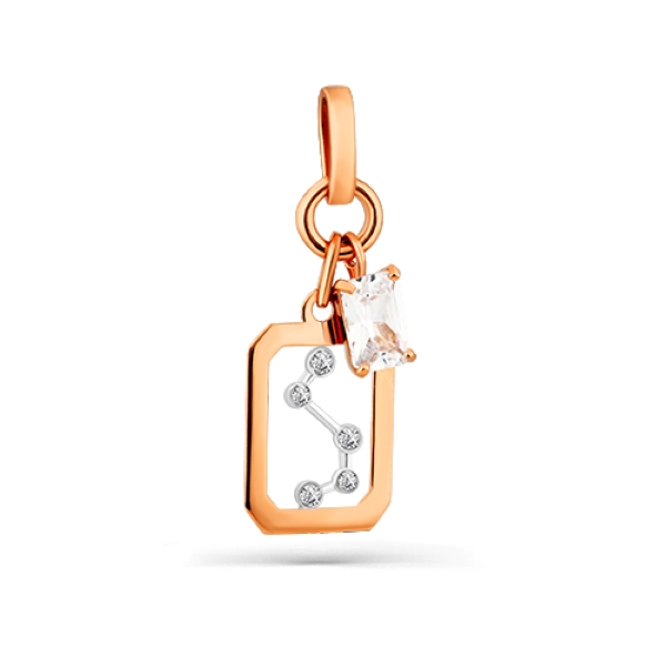 Подвеска из красного золота с горным хрусталем и топазами