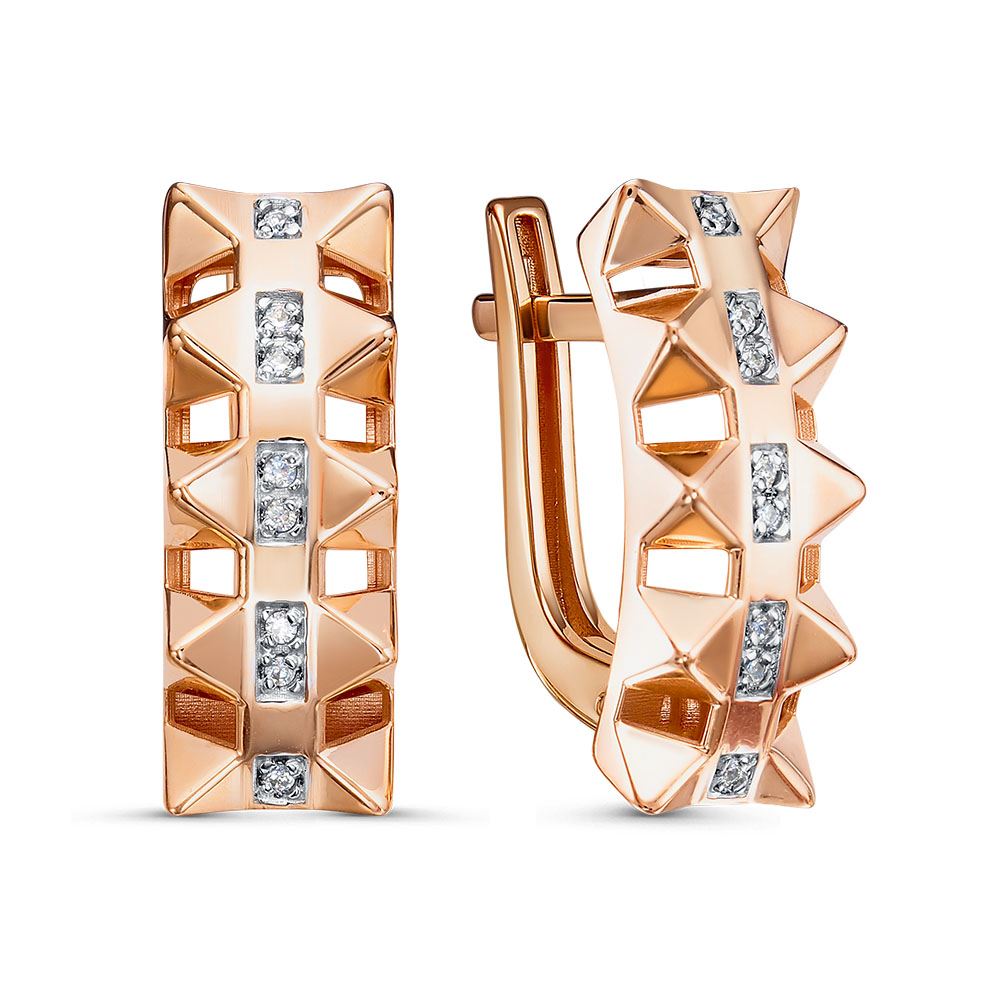 Серьги из красного золота с фианитами