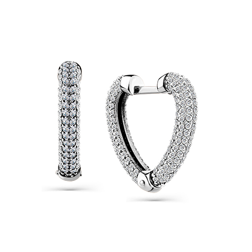 Серьги из белого золота с фианитами