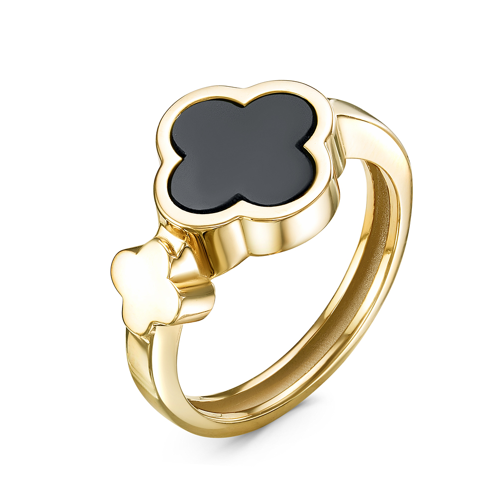 Кольцо из желтого золота с ониксом