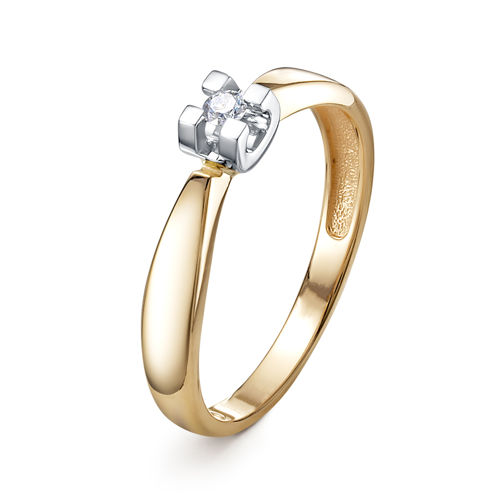 Кольцо из красного золота с бриллиантом