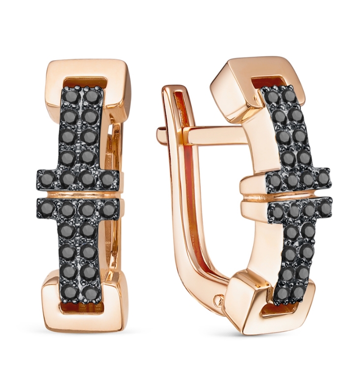 Серьги из красного золота с фианитами