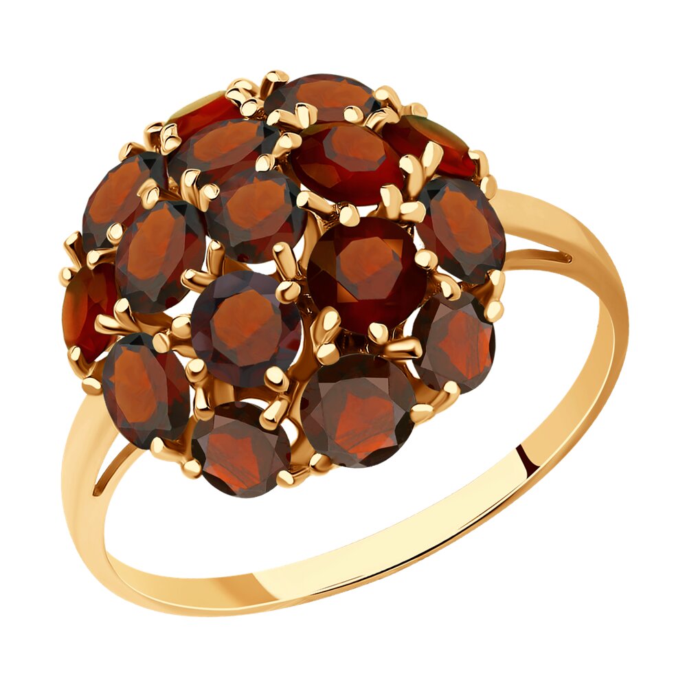 Кольцо из красного золота с гранатами