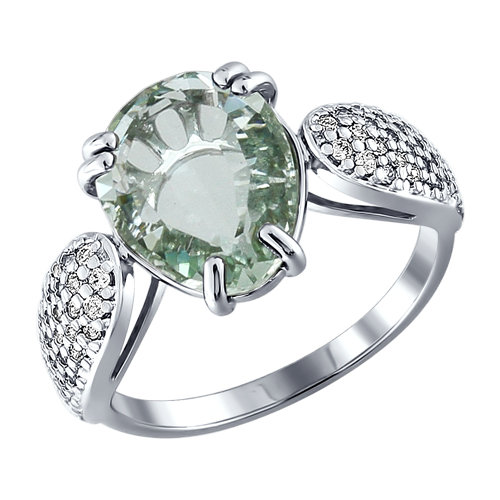 Кольцо из серебра с кварцем и фианитами