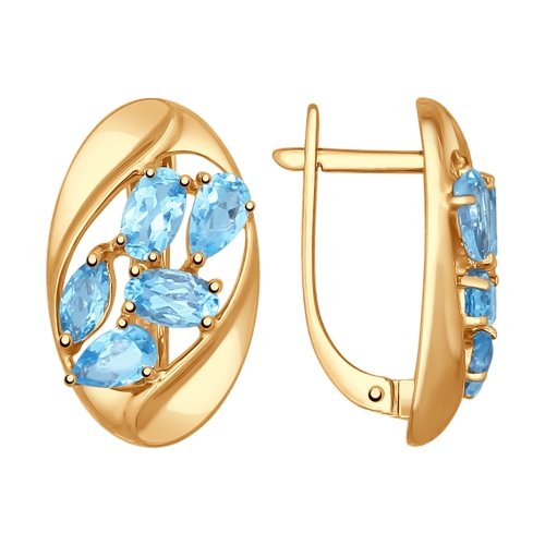 Серьги из красного золота с топазами