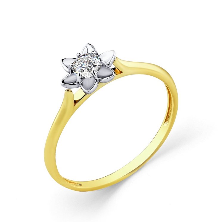 Кольцо из желтого золота с фианитом