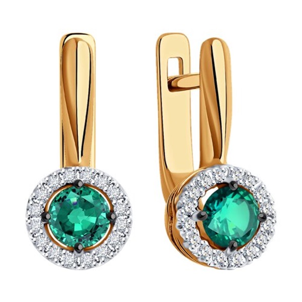 Серьги из красного золота с изумрудами и бриллиантами