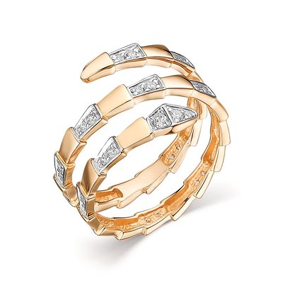 Кольцо из красного золота с фианитами