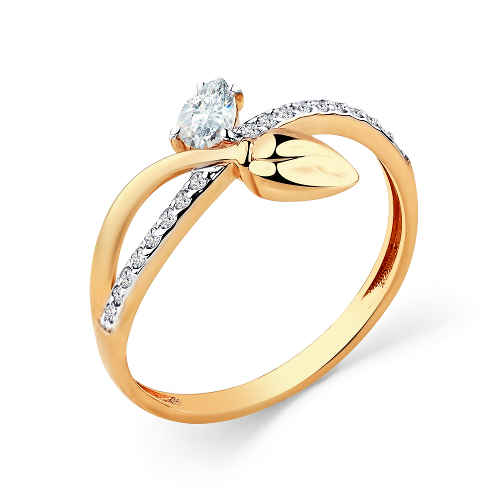 Кольцо из красного золота с фианитами