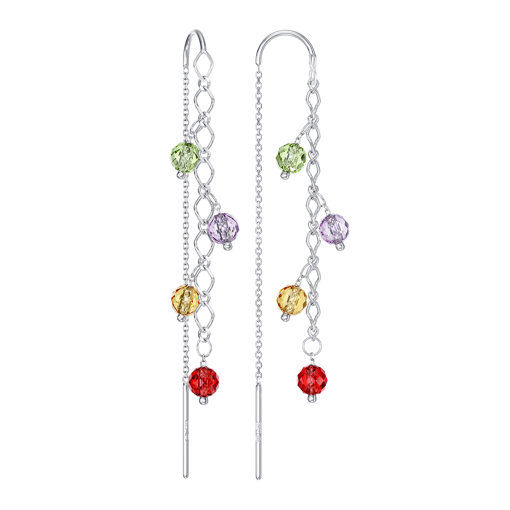 Серьги из серебра с миксом камней