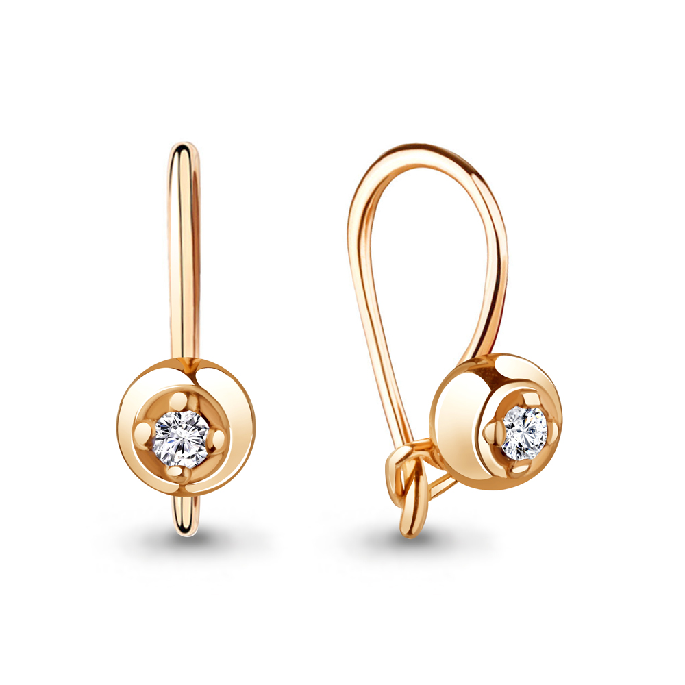 Серьги из красного золота с фианитами