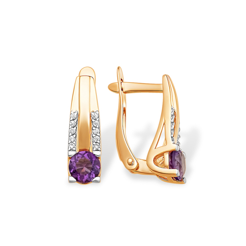 Серьги из красного золота с топазами и фианитами