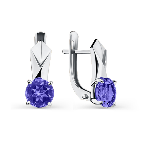 Серьги из белого золота с танзанитами