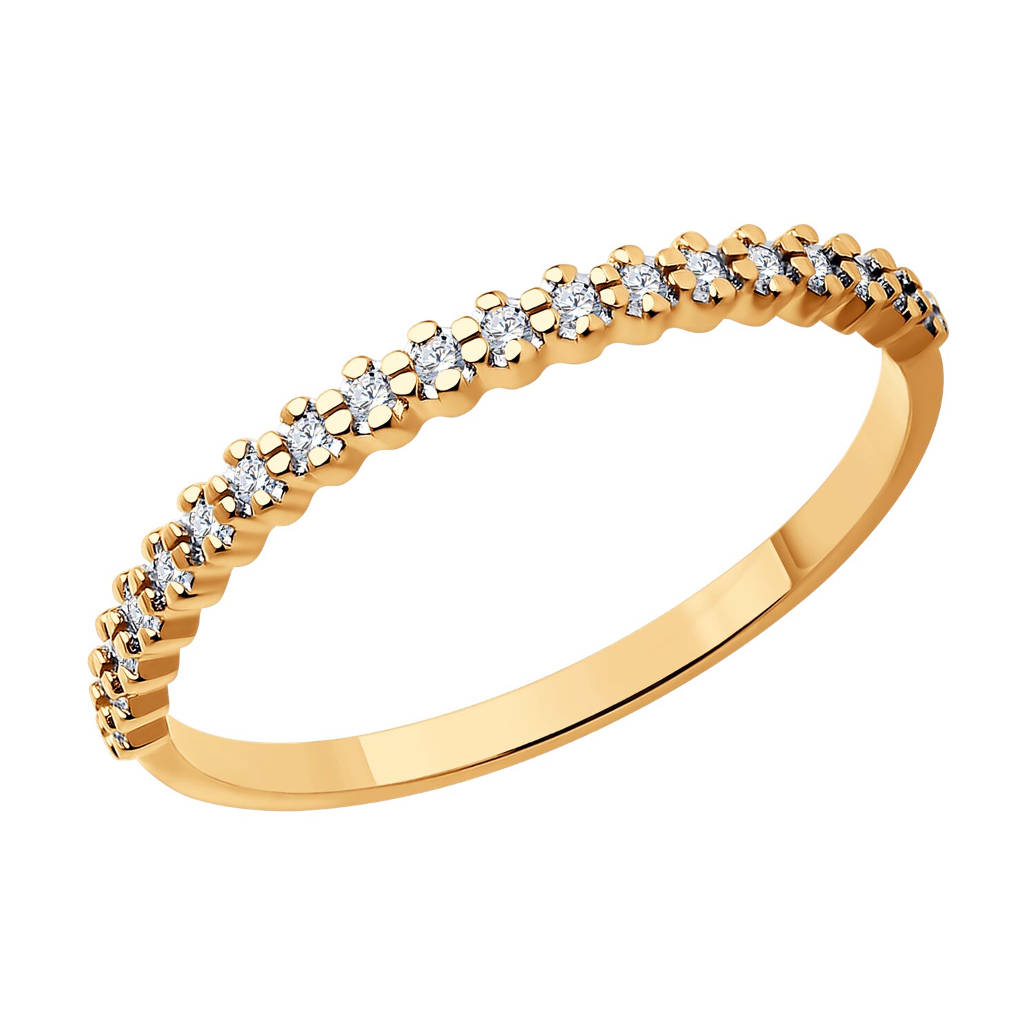 Кольцо из красного золота с фианитами