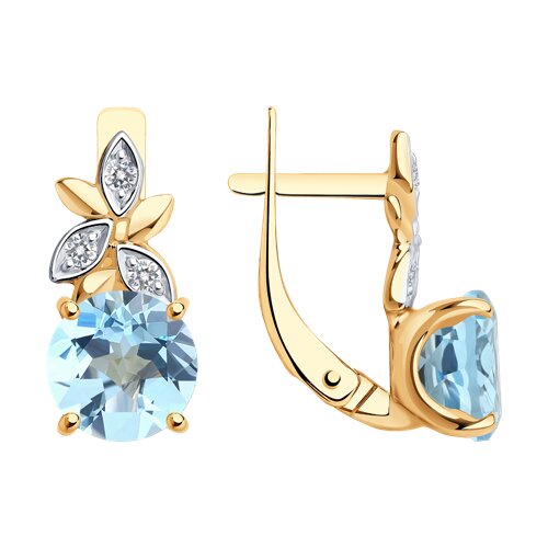 Серьги из красного золота с топазами и фианитами