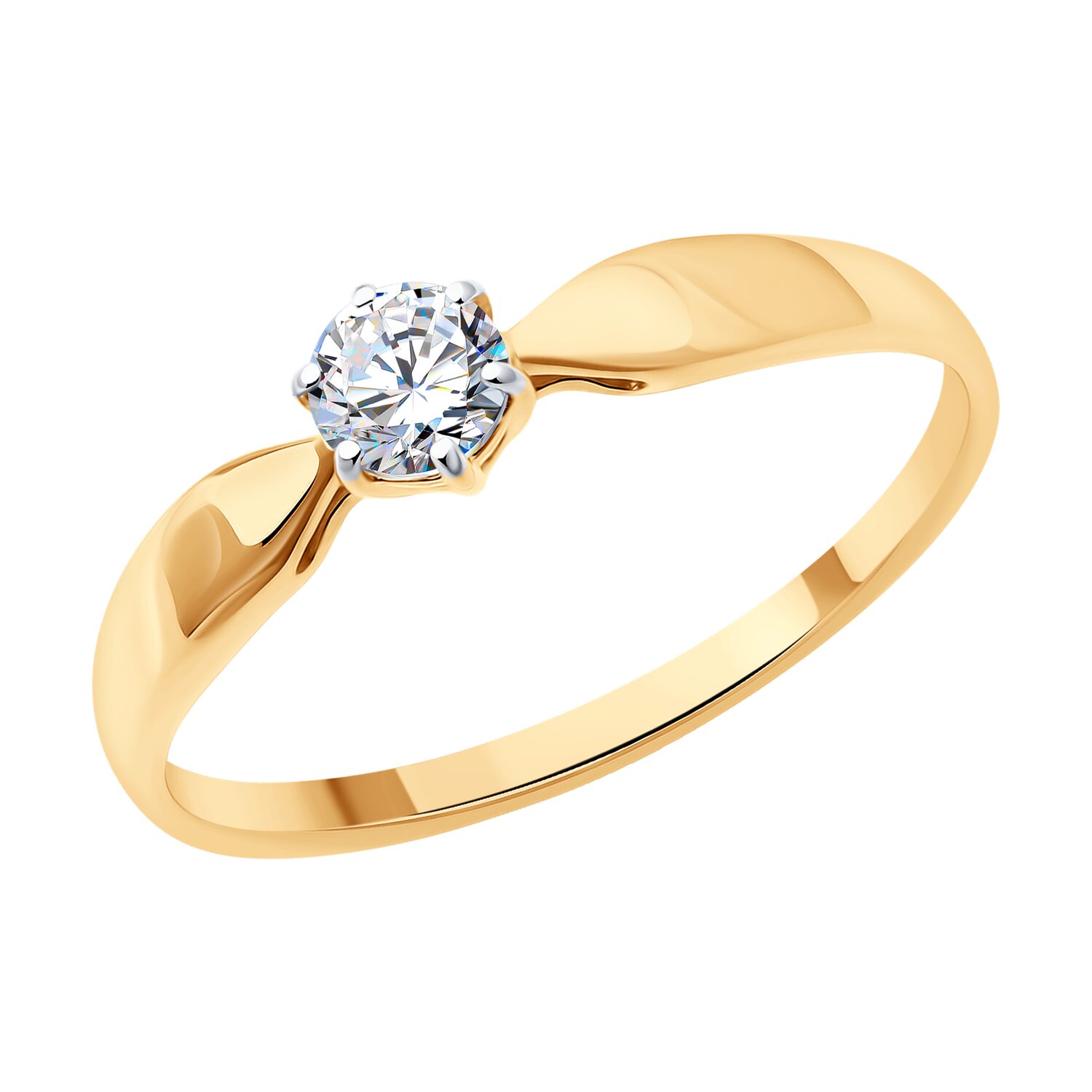 Кольцо из красного золота с бриллиантом