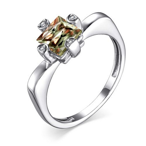 Кольцо из серебра с султанитом и фианитами