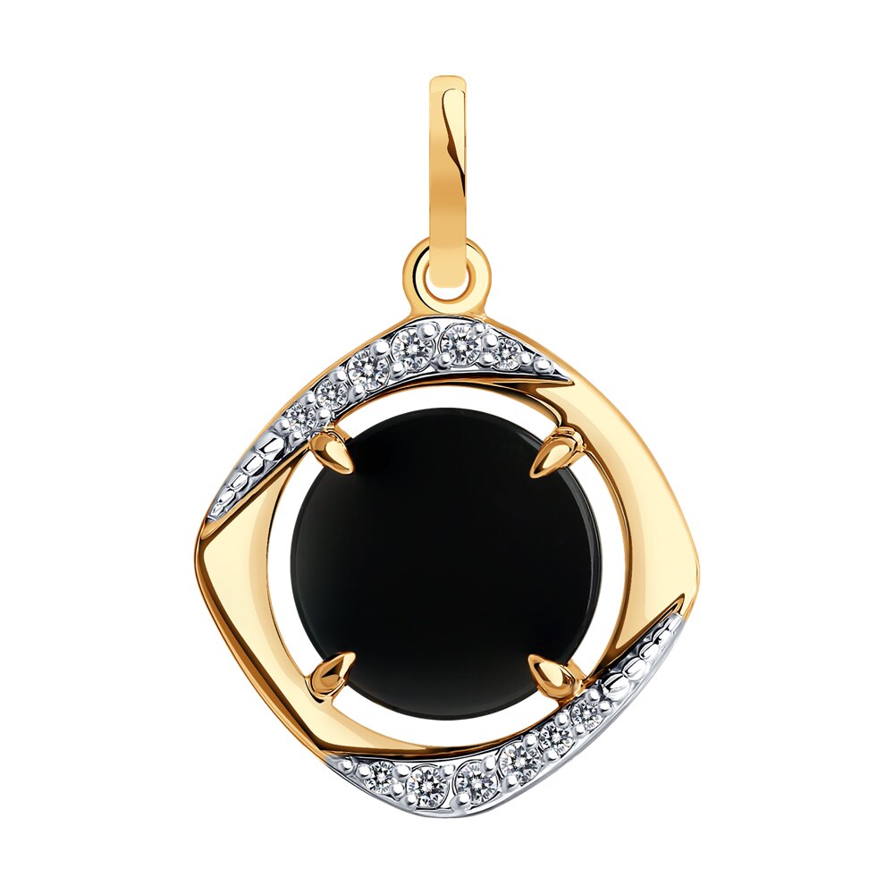 Подвеска из красного золота с агатом и фианитами