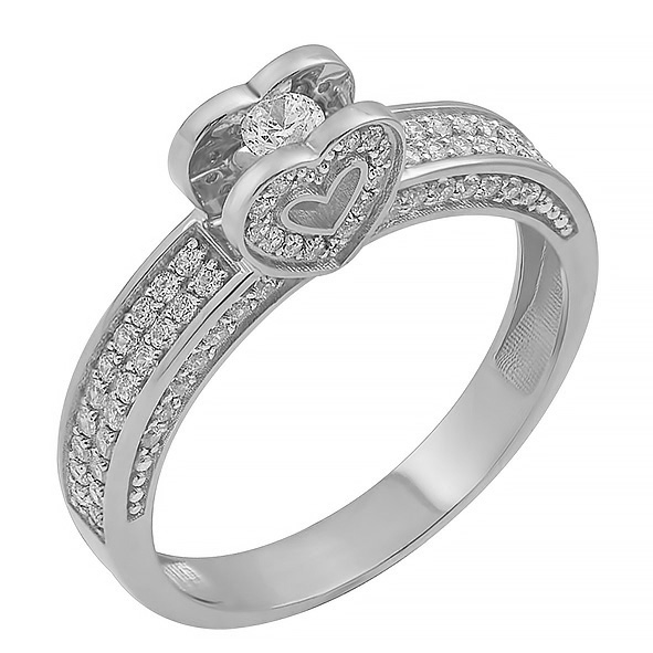 Кольцо из белого золота с фианитами