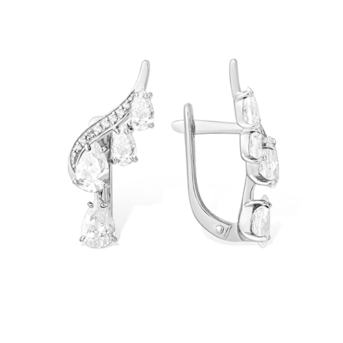 Серьги из серебра с фианитами