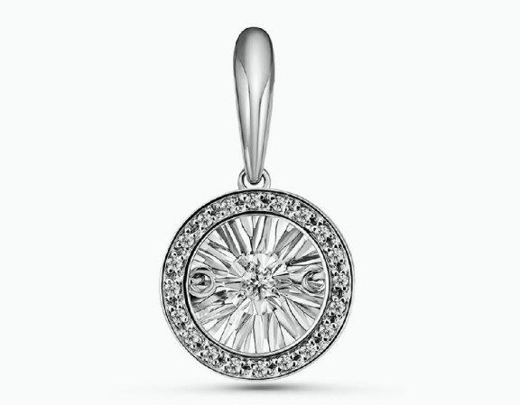 Подвеска из белого золота с танцующим бриллиантом