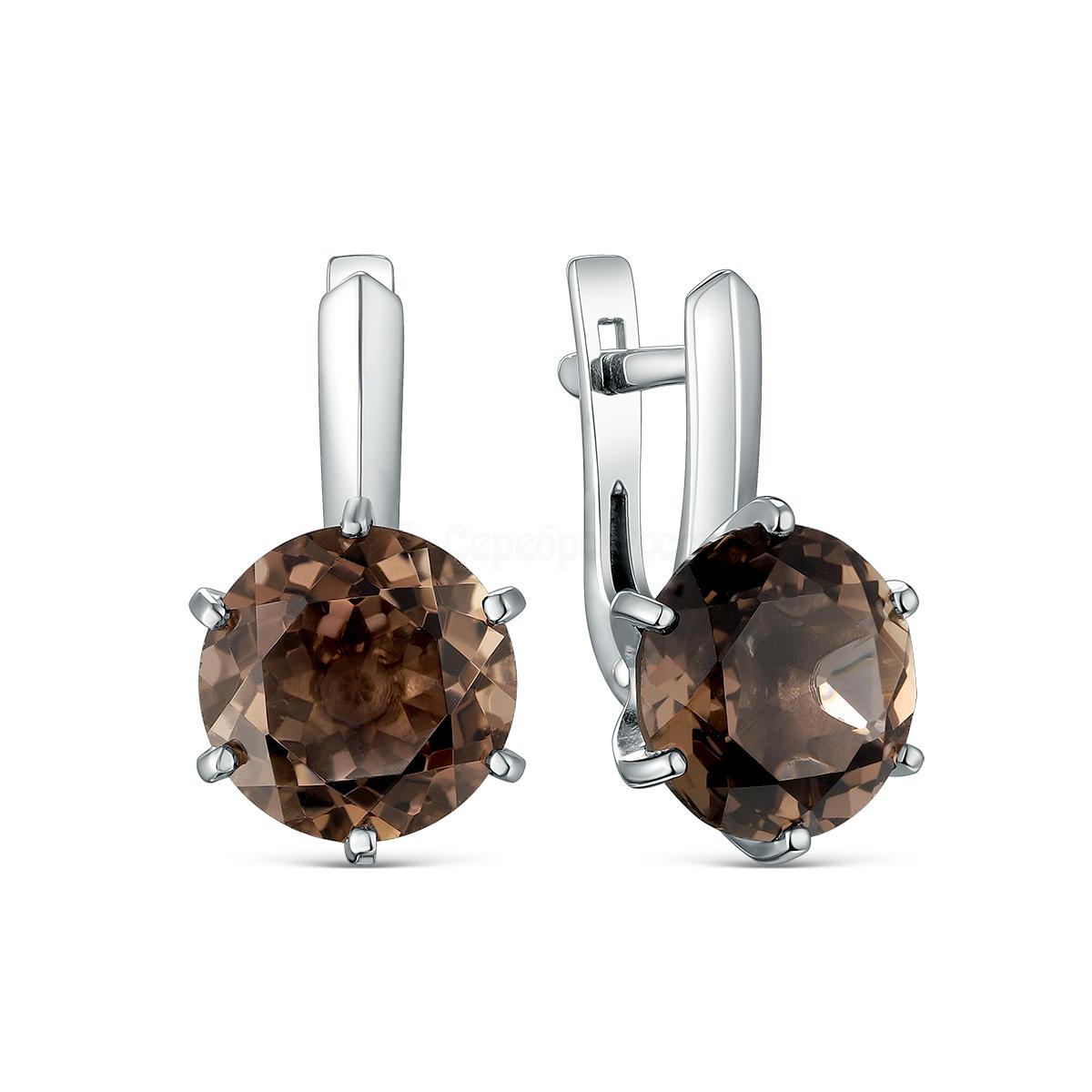 Серьги из серебра с раухтопазами