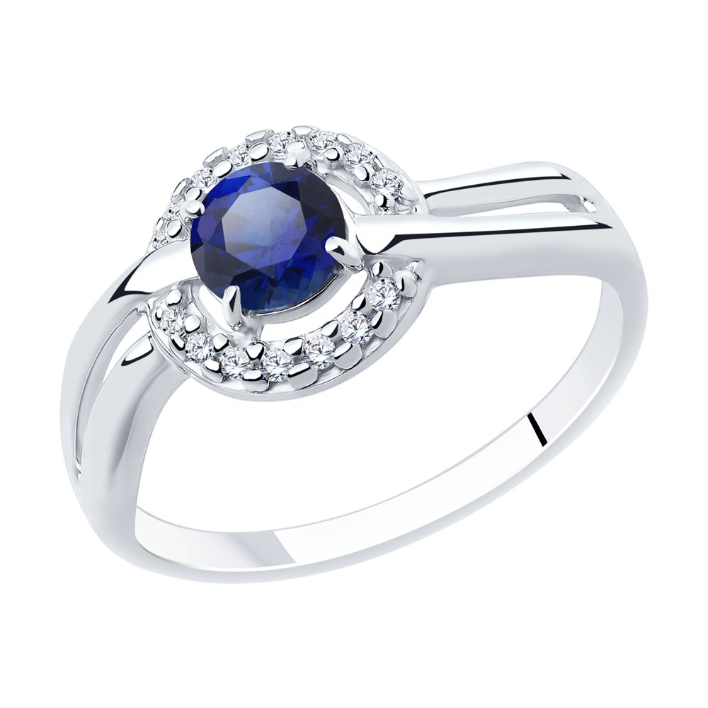 Кольцо из серебра с корундом и фианитами