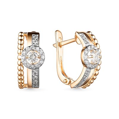 Серьги из красного золота с фианитами