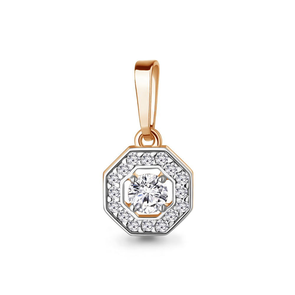 Подвеска из красного золота с фианитами