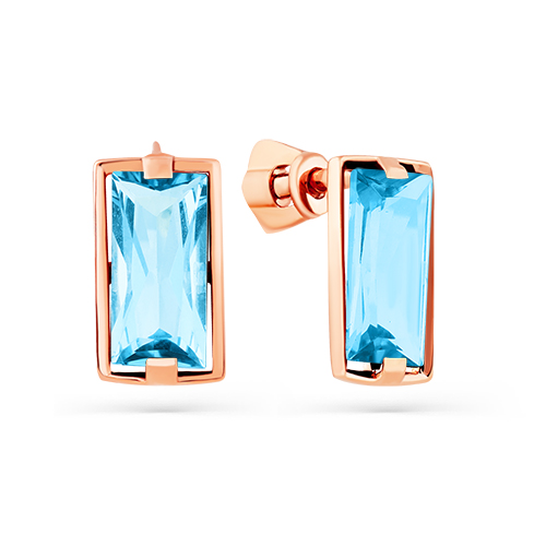 Серьги пусеты из красного золота с топазом swiss